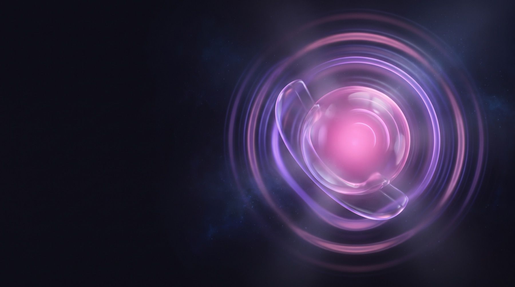 Abstract glowing orb emitting voice soundwaves